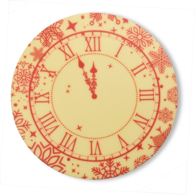 1 Reloj de Ao Nuevo  12 cm  Chocolate Blanco 