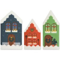 Surtido de 3 casitas escandinavas  5 cm  Azcar