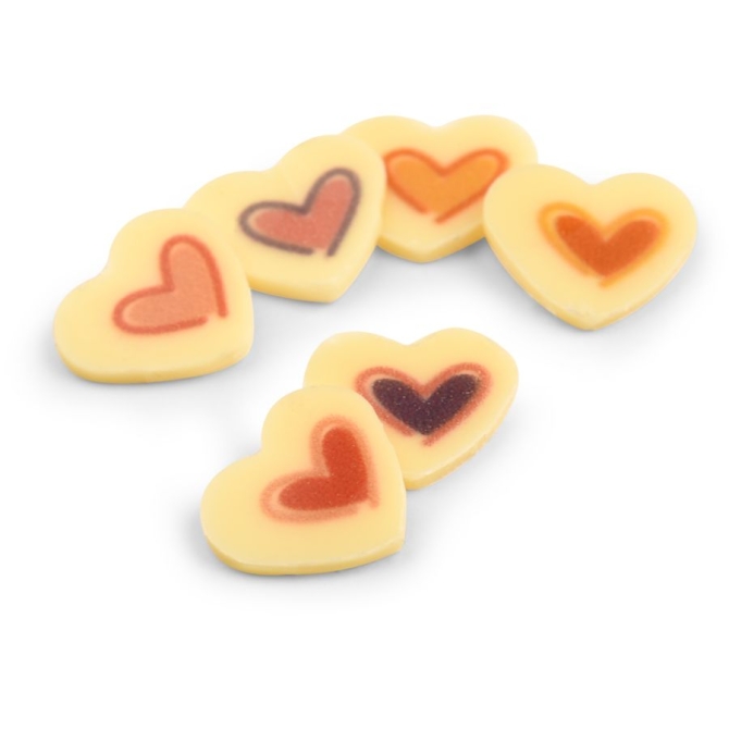6 Mini Corazones - 1, 6 cm - Chocolate blanco 