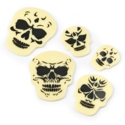 Juego de 5 calaveras aterradoras - Chocolate blanco. n1