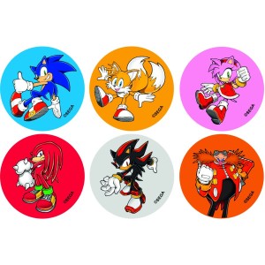 12 pegatinas de galletas Sonic (5,5 cm) - Az�car