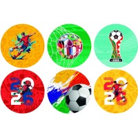 12 pegatinas de galletas de f�tbol del Mundial (5,5 cm) - Az�car