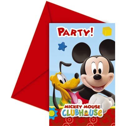 6 invitaciones de fiesta de Mickey 