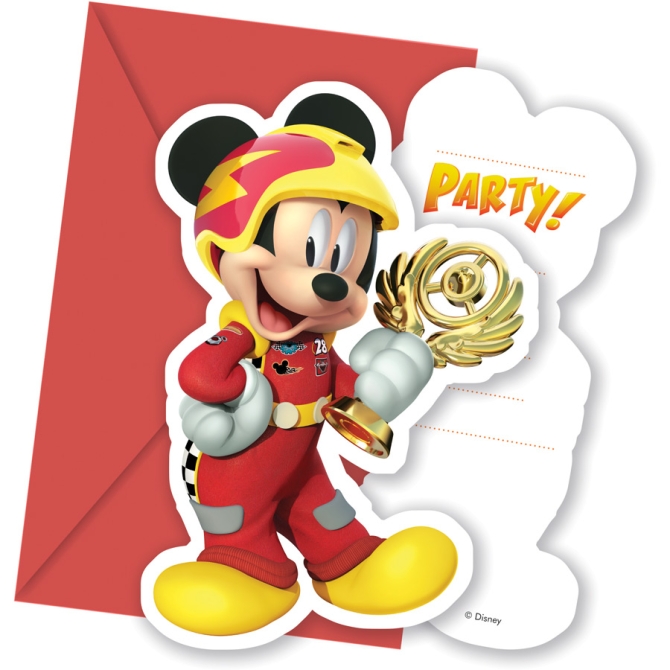 6 invitaciones Mickey Racing 