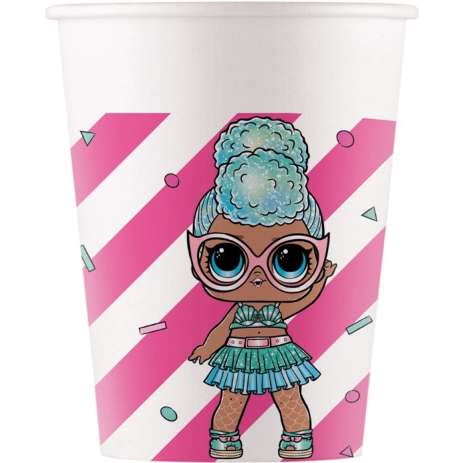 8 vasos rosa LOL Surprise 