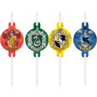 4 Pajitas Harry Potter Hogwarts - Reciclables