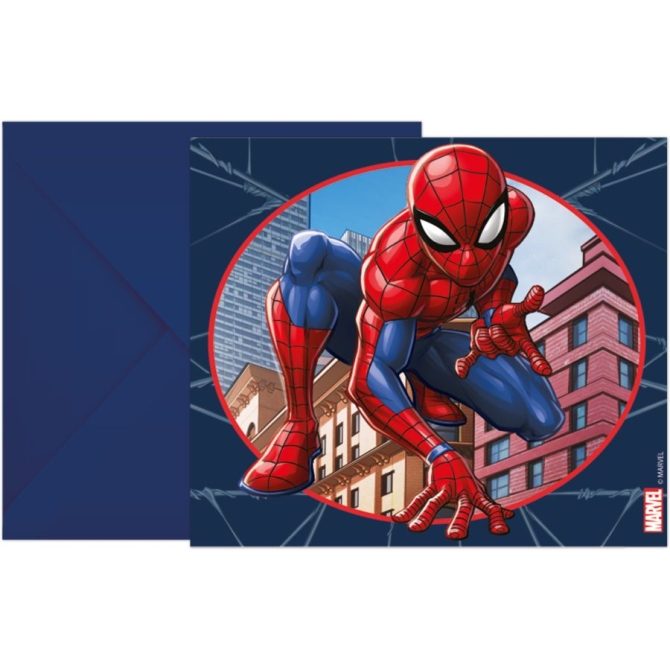 6 invitaciones de Spiderman Crime Fighter 