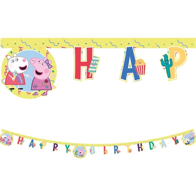 Guirnalda de letras Happy Birtdhay Peppa Pig 