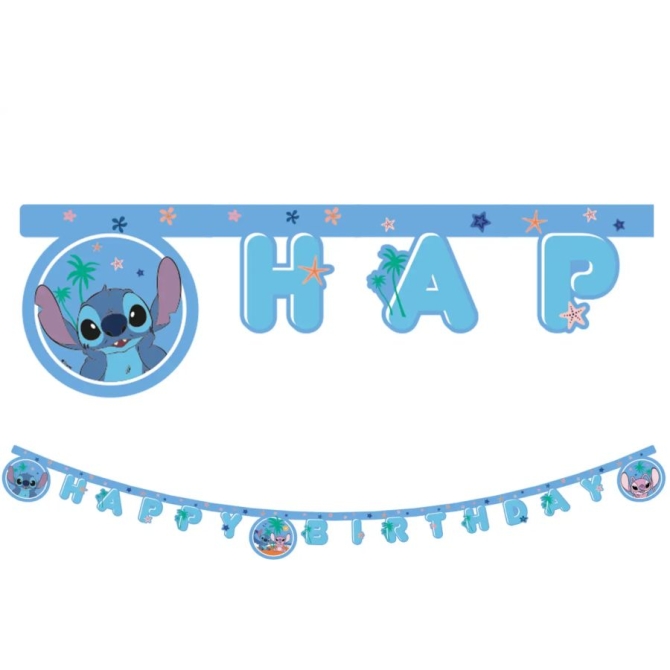 Guirnalda de banderines Happy Birthday Stitch 