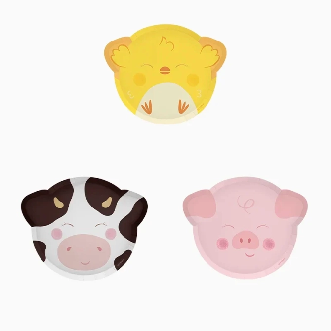 6 Platos pequeños de Crazy Farm: Vacas, cerdos y pollitos