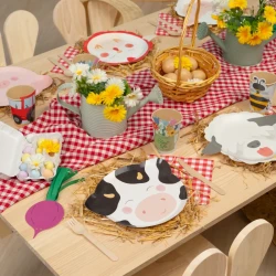 6 Platos pequeños de Crazy Farm: Vacas, cerdos y pollitos. n°4