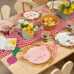 6 Platos pequeños de Crazy Farm: Vacas, cerdos y pollitos. n°5