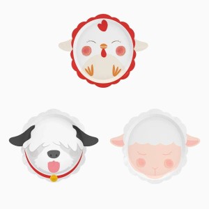6 platos peque�os Granja Loca ovejas/perros/gallinas