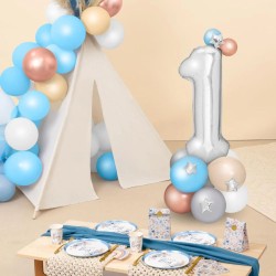 Ramo de globos plateados � N�mero 1. n�1