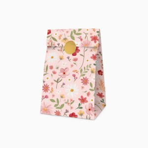 4 bolsas de regalo con estampado floral rosa