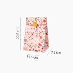 4 bolsas de regalo con estampado floral rosa. n°1