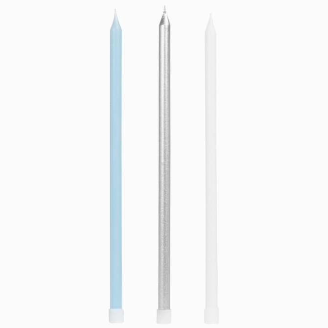 12 velas azules extralargas de 14, 5 cm 