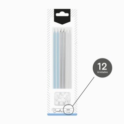 12 velas azules extralargas de 14, 5 cm. n�3