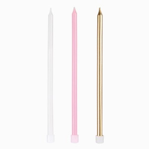 12 velas rosas extralargas de 14,5 cm