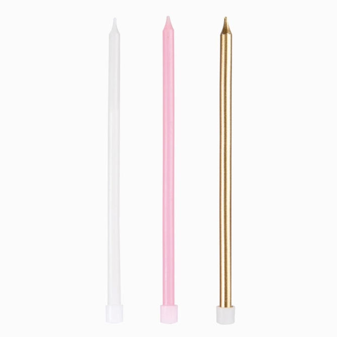 12 velas rosas extralargas de 14, 5 cm 