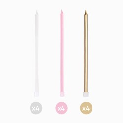 12 velas rosas extralargas de 14, 5 cm. n�1