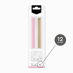 12 velas rosas extralargas de 14, 5 cm. n�3