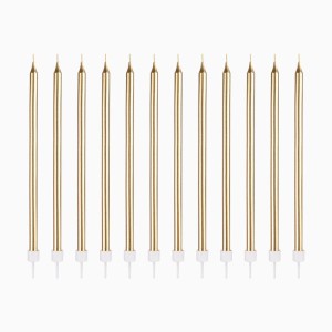 12 velas doradas extralargas de 14,5 cm