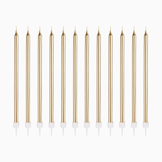 12 velas doradas extralargas de 14, 5 cm 