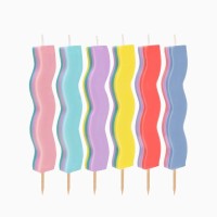 6 velas onduladas Happy Vibes de 10 cm