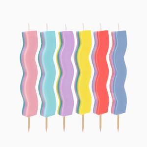 6 velas onduladas Happy Vibes de 10 cm