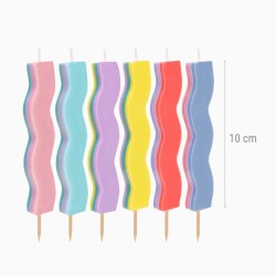 6 velas onduladas Happy Vibes de 10 cm. n�1