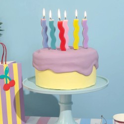 6 velas onduladas Happy Vibes de 10 cm. n�2