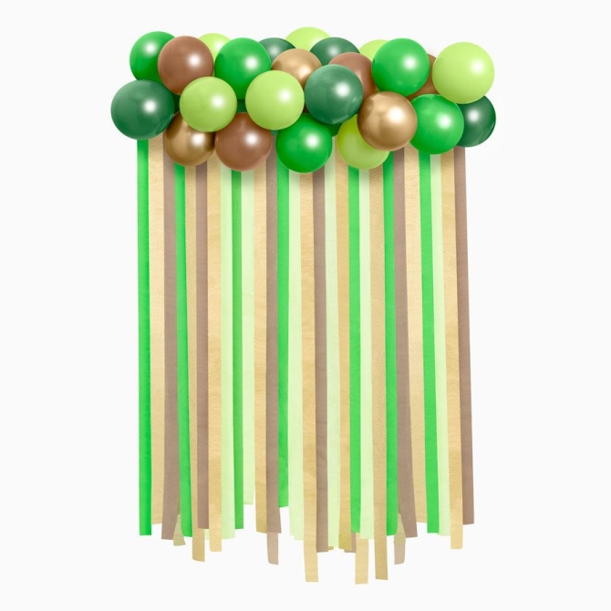 Kit de arco de globos y cortina verde � Dino 