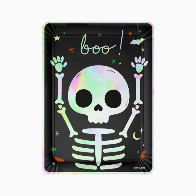 Juego de 2 bandejas de Halloween � Esqueleto iridiscente 