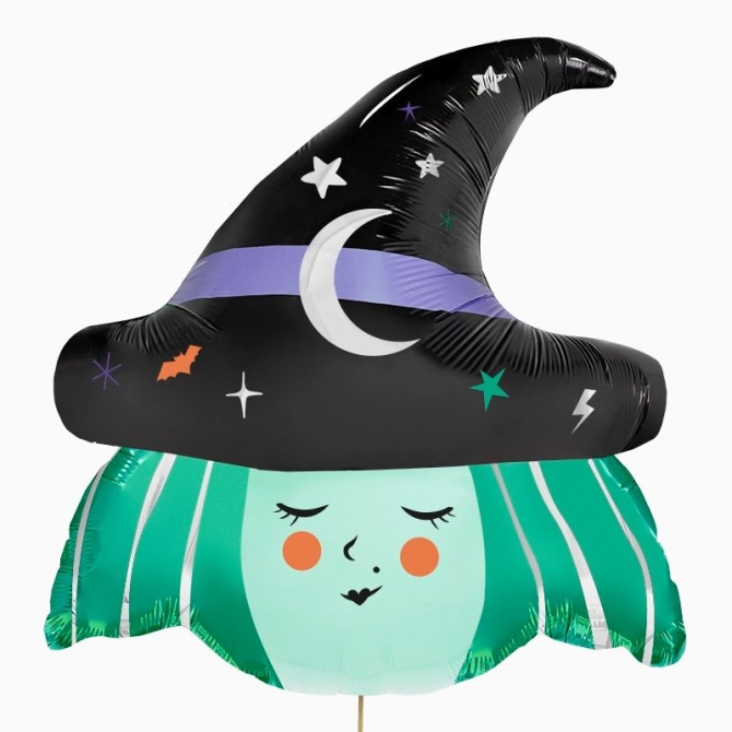 Globo de helio de papel de aluminio con dise�o de bruja para pedir dulces (Truco o trato) � 70 cm 