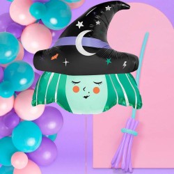 Globo de helio de papel de aluminio con dise�o de bruja para pedir dulces (Truco o trato) � 70 cm. n�2