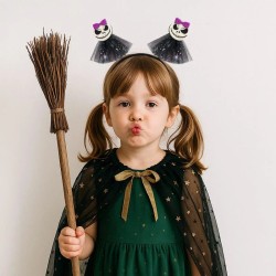 Diadema de esqueleto de Halloween con lazo rosa y tul.. n�1