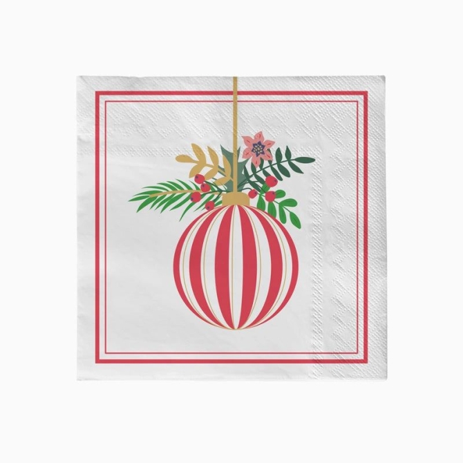 30 Servilletas con Bolas de Navidad 