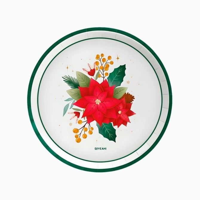 6 platos de Navidad con flores de Pascua