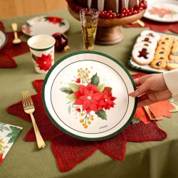 6 platos de Navidad con flores de Pascua. n°2