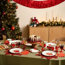 6 platos de Navidad con flores de Pascua. n°4