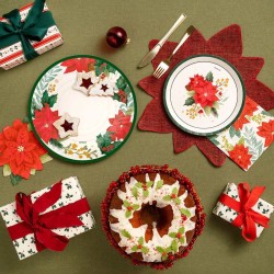 6 platos de Navidad con flores de Pascua. n°5