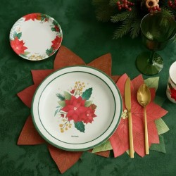6 platitos navide�os con dise�o de flor de Pascua. n�1