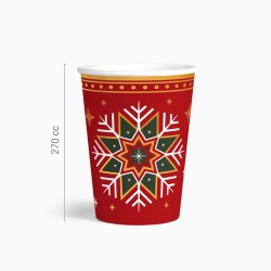 6 vasos con copos de nieve verdes y rojos. n�4