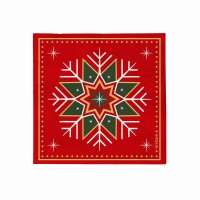30 servilletas con dise�o de copos de nieve verdes y rojos