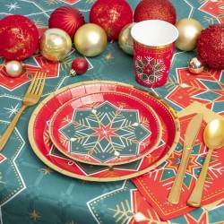 20 servilletas peque�as con dise�o de copos de nieve verdes y rojos. n�2