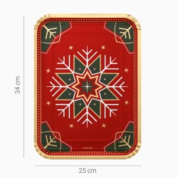 Juego de 2 bandejas rectangulares con dise�os de copos de nieve verdes y rojos.. n�5