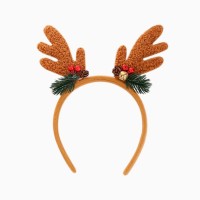 Diadema navide�a de piel de reno con cascabeles