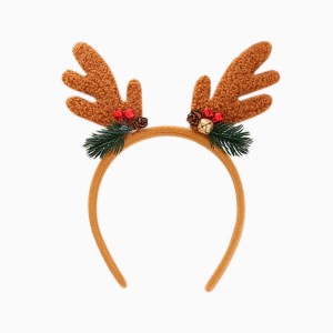 Diadema navide�a de piel de reno con cascabeles