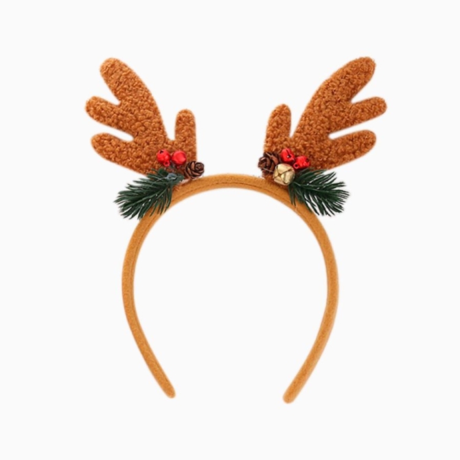 Diadema navide�a de piel de reno con cascabeles 